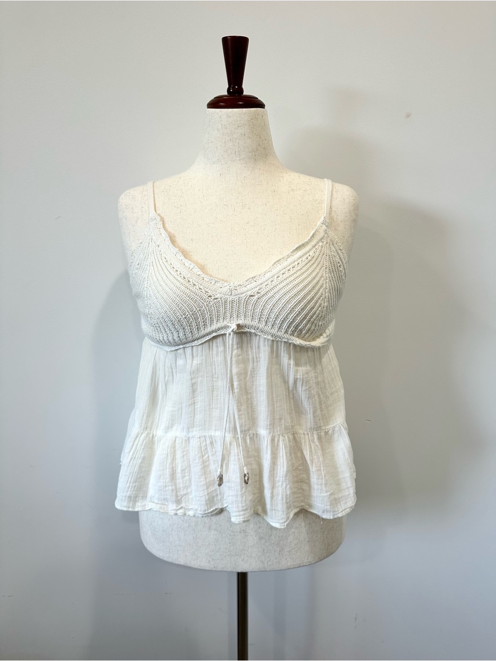 Hollister White Crochet-Detail Cami